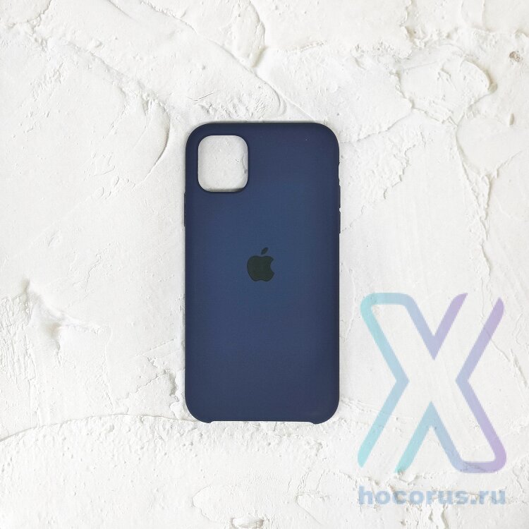 Silicone Case iPhone 12 Pro Max (6.7) темно-синий Накладка силиконовая под оригинал "с логотипом" закрытая 00-00041610 (МСК) оптом