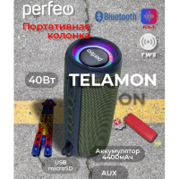 Портативная колонка  Perfeo TELAMON 40Wt FM, MP3 USB|TF, AUX, TWS, LED, HF зеленый
