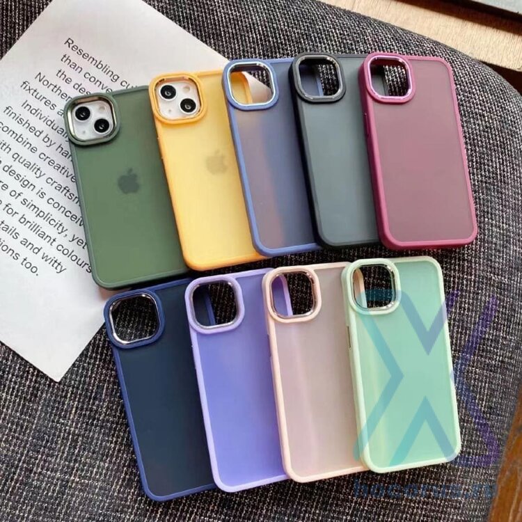 Накладка iPhone 13 Pro Max прозрачно-матовая фиолетовый с силиконовыми краями 00-00051494 (МСК) оптом