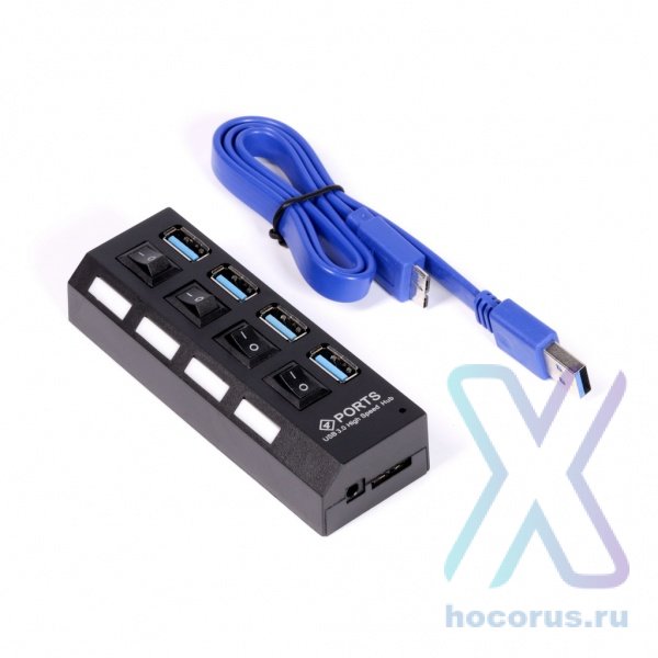 USB Хаб Smartbuy SBHA-7304-B с выкл 4 порта Black  СуперЭконом оптом