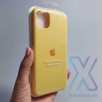 Silicone Case iPhone 11 Pro Max желтый Накладка силиконовая под оригинал "с логотипом" 00-00044618 (МСК) оптом