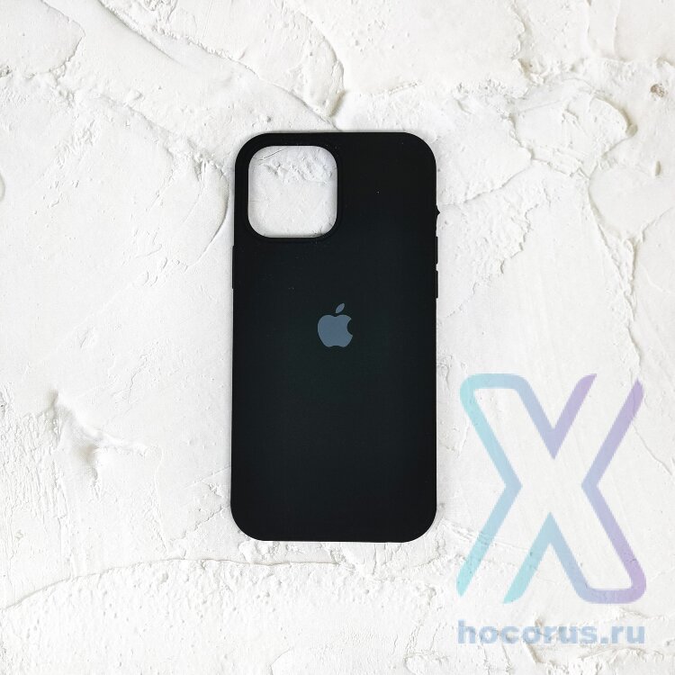 Silicone Case iPhone 12 Pro Max (6.7) черный Накладка силиконовая под оригинал "с логотипом" закрытая 00-00039756 (МСК) оптом