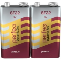 Элемент питания Perfeo 6F22/2SH Dynamic Zinc