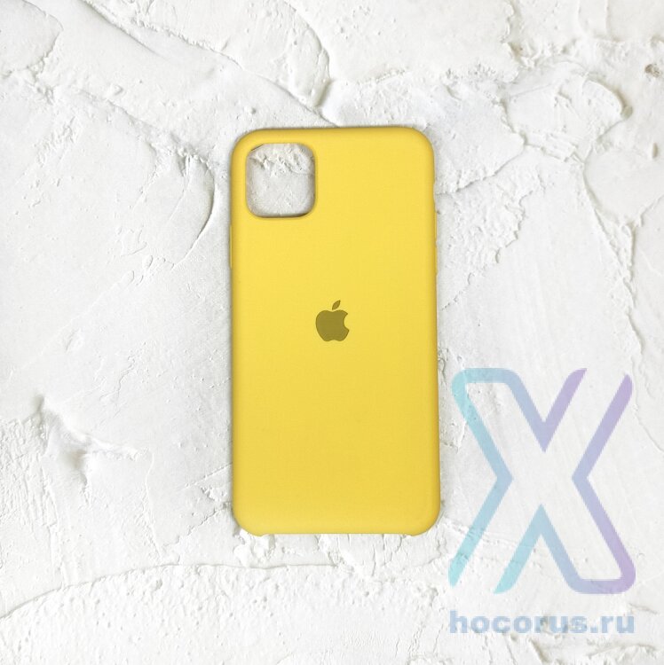 Silicone Case iPhone 12/12 Pro (6.1) желтый Накладка силиконовая под оригинал "с логотипом" закрытая 00-00044716 (МСК) оптом