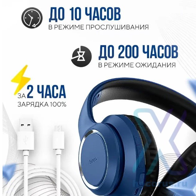 Беспроводные наушники HOCO W28 Journey, Bluetooth, синий, 10 часов (80% громкости) 6931474723062 (МСК) оптом