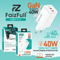 (МСК) СЗУ FaizFull FC136 USB-C 40W GaN в коробке R53889