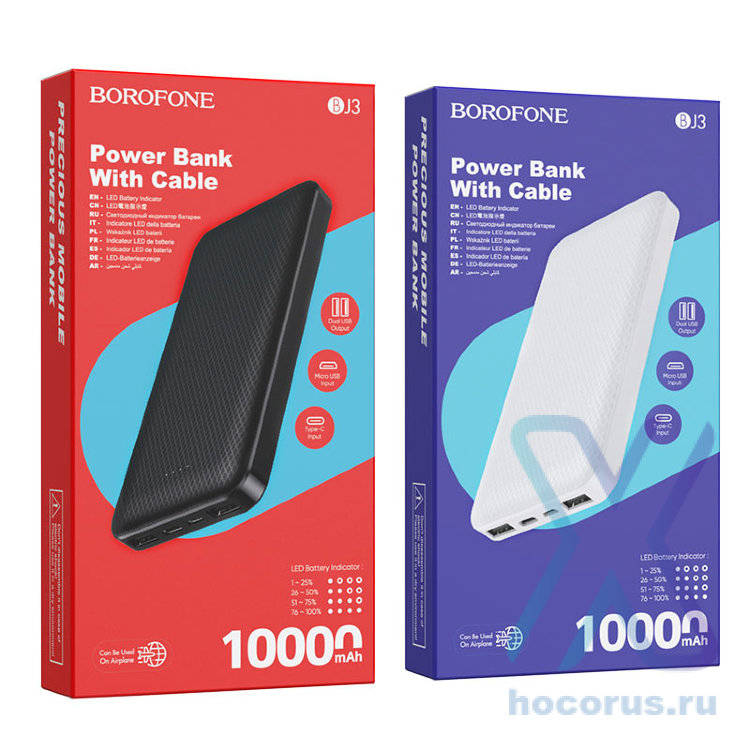 Внешний АКБ BOROFONE BJ3 Minimalist, 2A, 10000 мА⋅ч, белый, с индикатором 6931474736857 (МСК) оптом