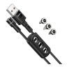 Кабель 3 - in 1 microUSB/iPhone/Type-C HOCO U98 m в оплетке Black оптом