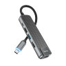 Переходник HOCO HB23 Easy view, Type-C - HDMI+USB3.0+USB2.0+RJ45+PD, серый металлик 6931474759337 (МСК) оптом