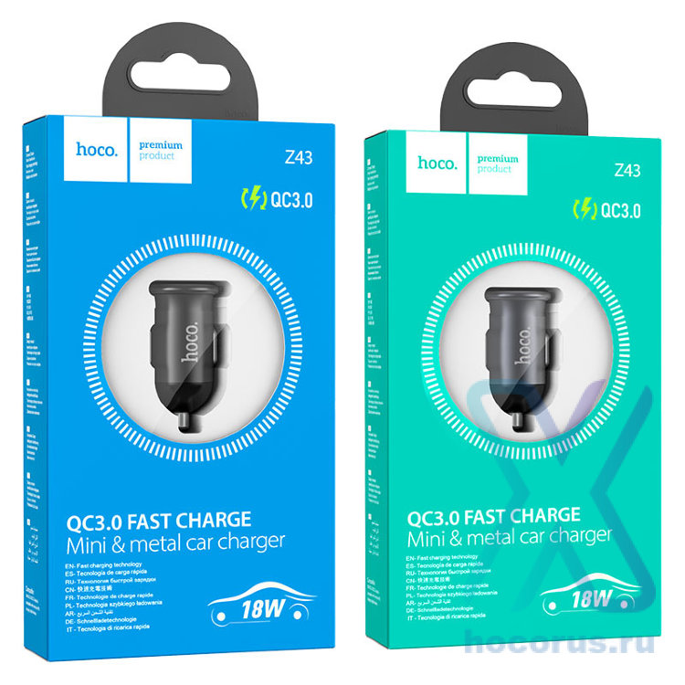 Автомобильное зарядное устройство HOCO Z43 Mighty, USB, черный 6931474761187 (МСК) оптом