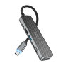 Переходник HOCO HB24 Easy, Type-C - HDMI+USB3.0+USB2.0+SD+TF+PD, серый металлик 6931474759344 (МСК) оптом