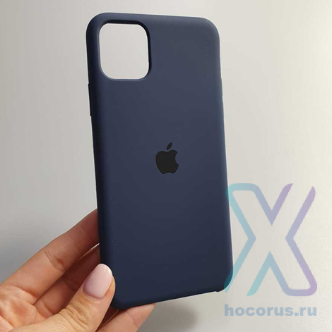Silicone Case iPhone 11 Pro Max темно-синий Накладка силиконовая под оригинал "с логотипом" 00-00044658 (МСК) оптом