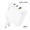 Зарядное устройство HOCO C115A Header USB+2*USB-C, PD65W GaN, белый 6931474798312 (МСК) оптом