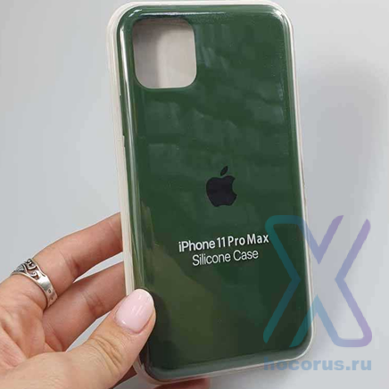 Silicone Case iPhone 11 Pro Max хаки Накладка силиконовая под оригинал "с логотипом" 00-00044689 (МСК) оптом