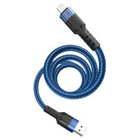 Кабель USB - microUSB HOCO U110 1.2m в оплетке  blue