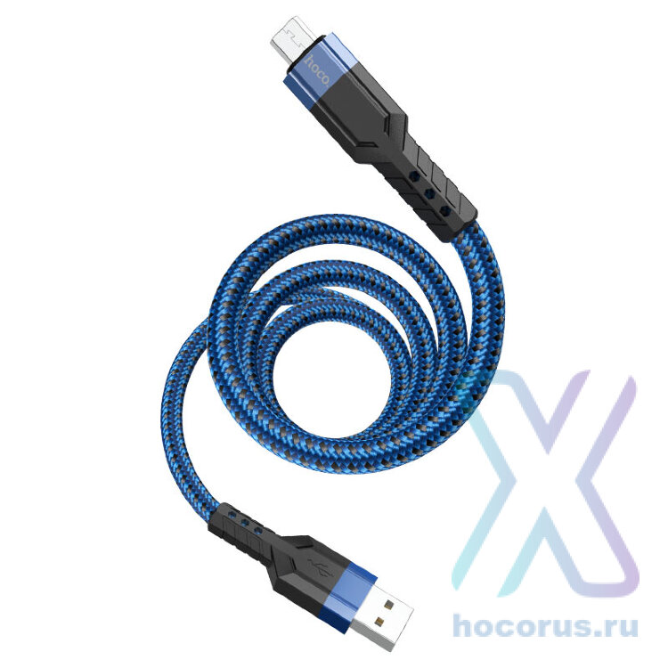 Кабель USB - microUSB HOCO U110 1.2m в оплетке  blue оптом