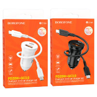 АЗУ BOROFONE BZ18A, USB+Type-C + Кабель Type-C-Lightning, белый 6974443384918 (МСК)