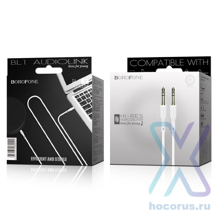 Кабель 3.5 Jack (M) - 3.5 Jack (M)  BOROFONE BL1 1m White оптом